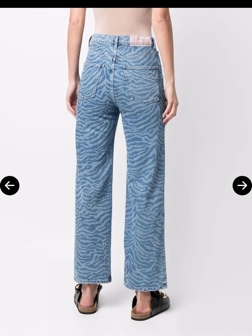 Bimba Y Lola PARIS High-Rise Blue Zebra-Print Cropped Jeans